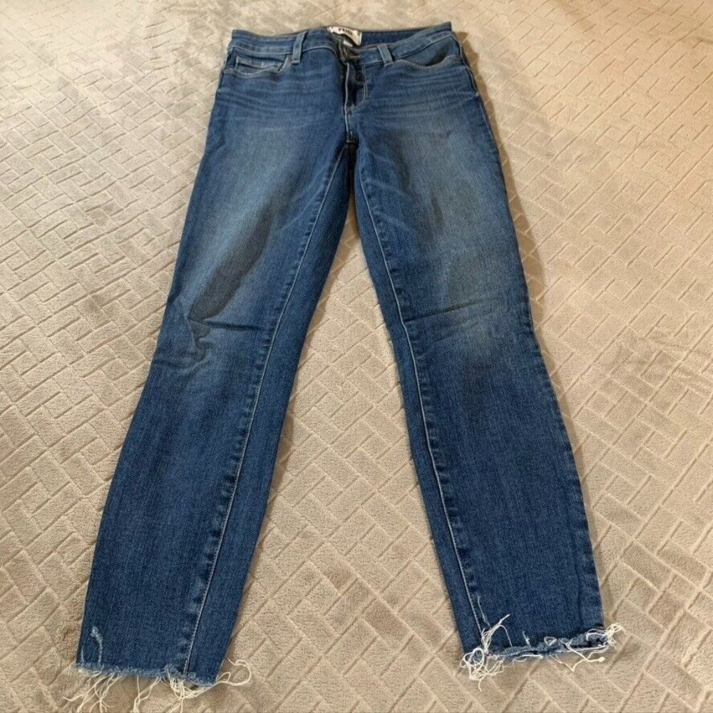 Paige Womens 25 Denim Jeans Blue Hoxton Crop Skinny Fray Medium Wash Mid Rise